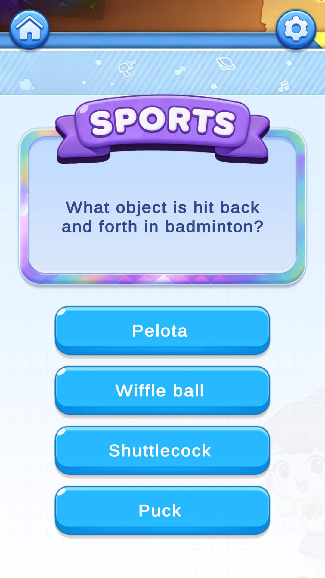 AuraMind Quiz sports question screen